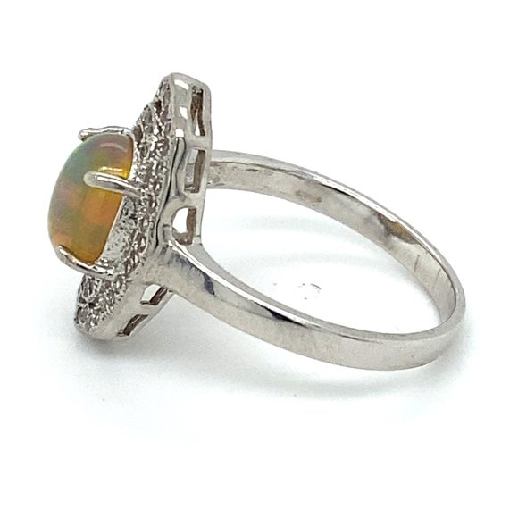 Opal 1.90ct Platinum Finish Solid Silver Ring - Picture 7 of 8